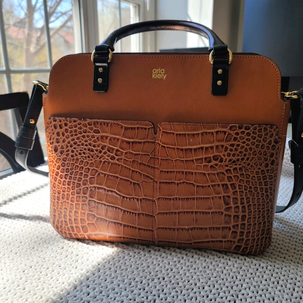 Orla Kiely vegan faux leather satchel retro croc
